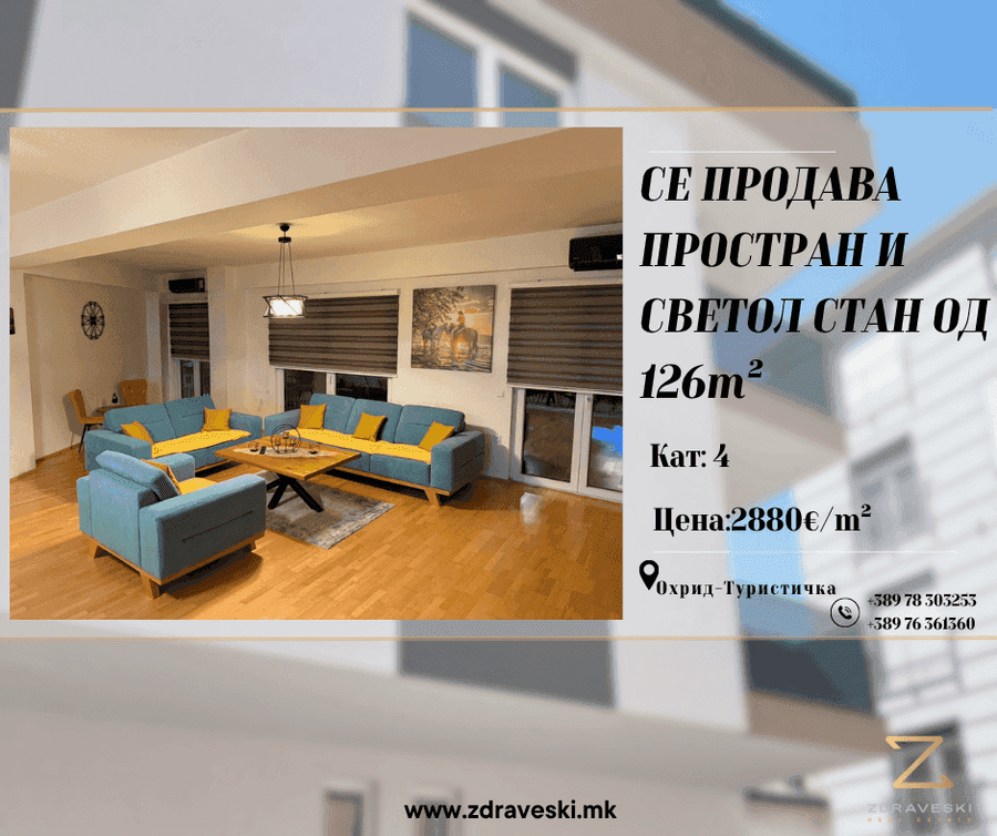 Се продава прекрасен и простран стан на Бул.Туристичка - 1